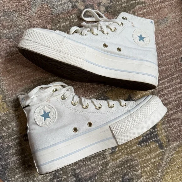 Converse Chuck Taylor All Star Lift Tattoo Vintage White High Top Platform Shoes - Picture 11 of 15
